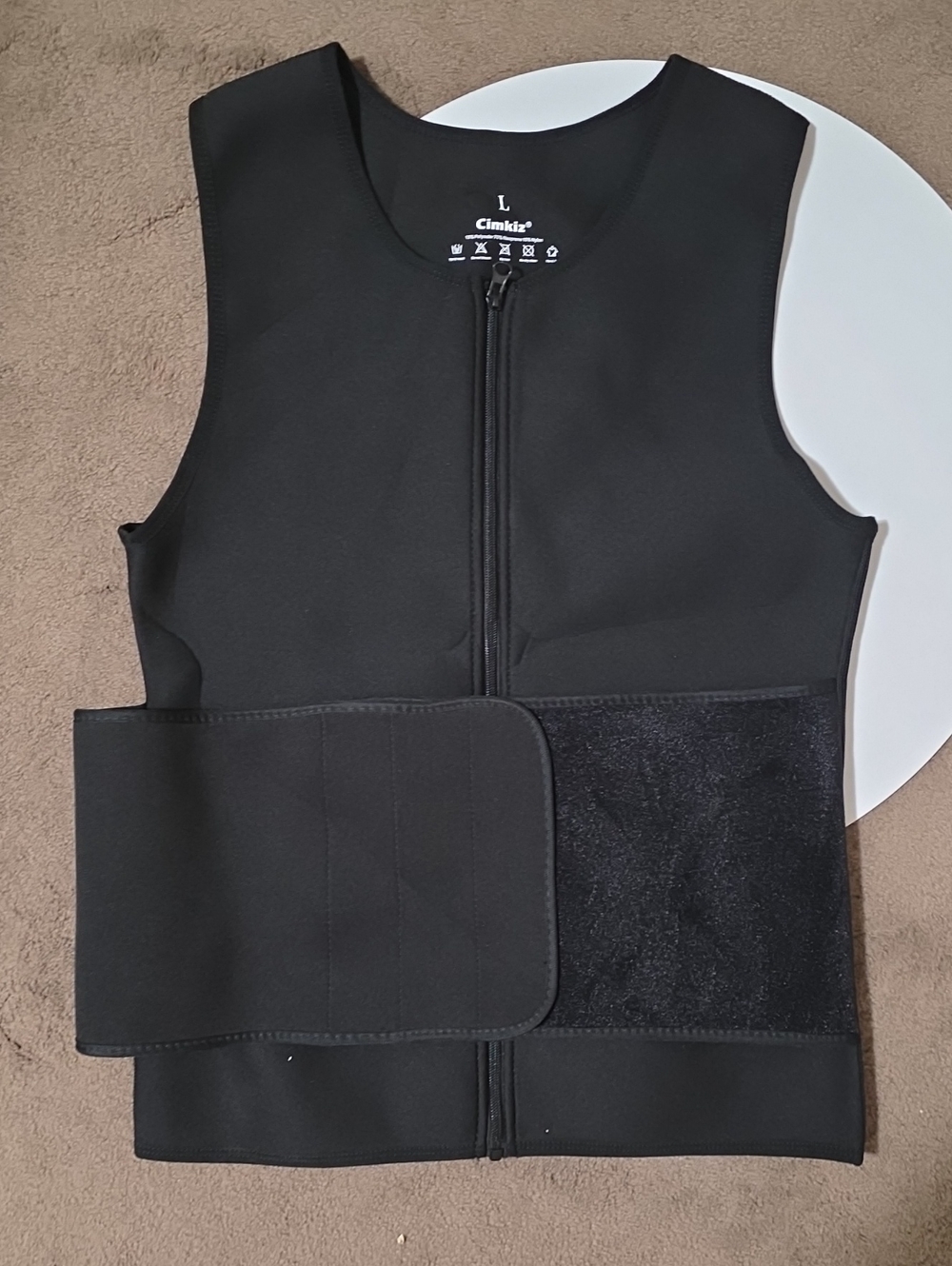 Men's Black Neoprene Zip Waist-Compression Vest by